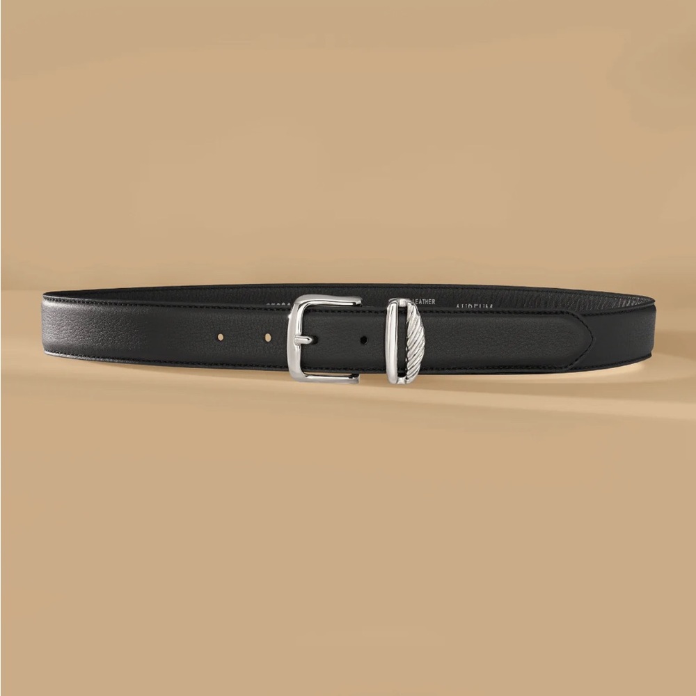 Aureus No. 3 black/silver leather belt M/L
